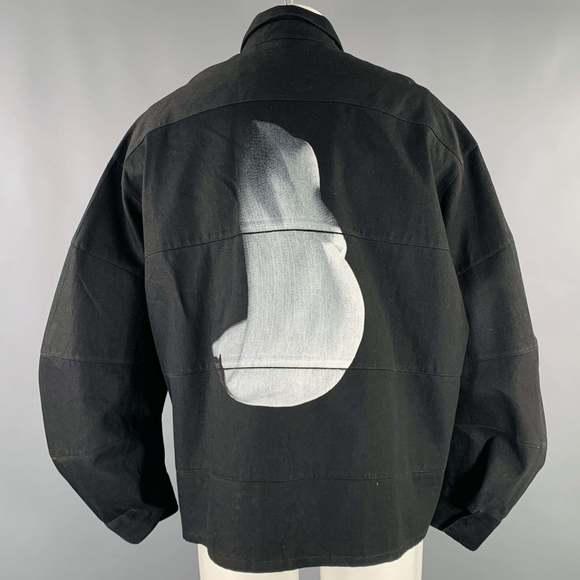 ALMOSTBLACK One  Black Hand Painted Cotton Oversized Sport Coat - Picture 3 of 7